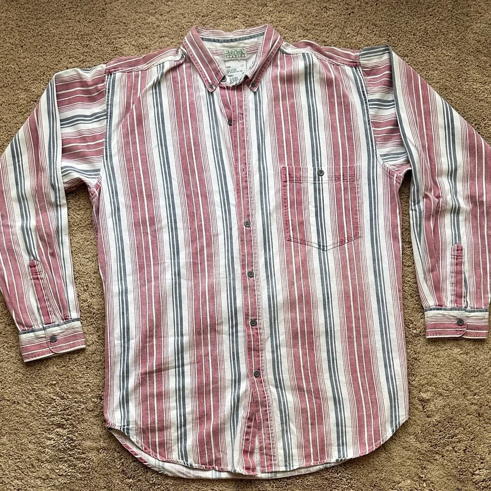 Ash Creek Trading Striped Denim Button Down Shirt - Picture 1 of 8